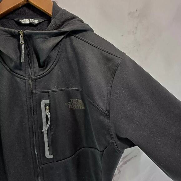 North Face Jacket Mens Large Black Fleece Full Zip Mid Layer Lightweight Hooded - Picture 14 of 15